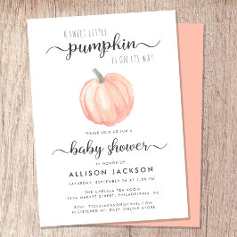 Invitación Naranja de calabaza dulce color agua Baby Shower