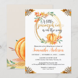 Invitación Naranja de calabaza pequeña Baby Shower Cae hojas