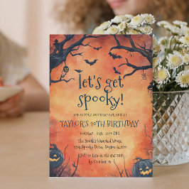 Invitación Naranja de calabazas negras fiesta de cumpleaños d