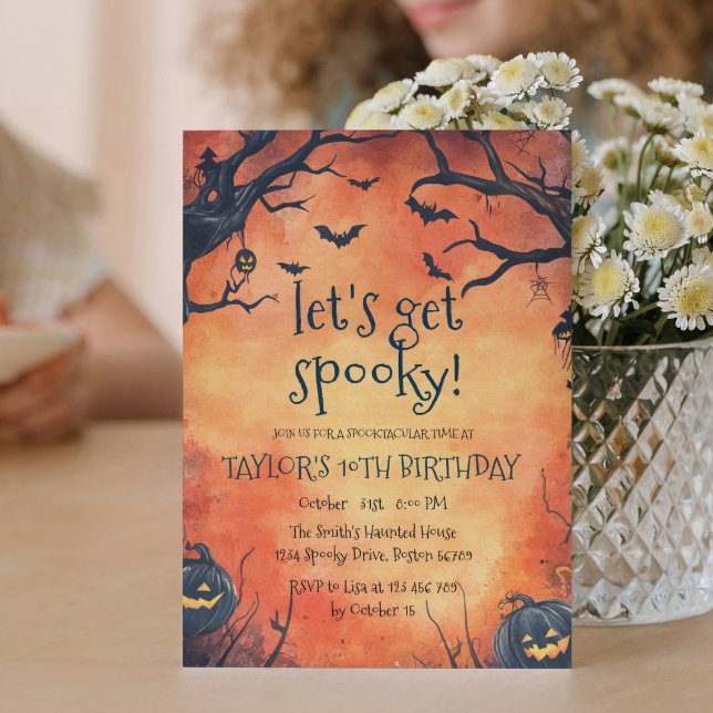 Invitación Naranja de calabazas negras fiesta de cumpleaños d (Subido por el creador)