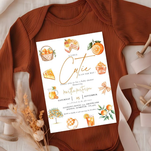 Invitación Naranja de cítricos botánicos Cutie Summer Baby Sh (Subido por el creador)