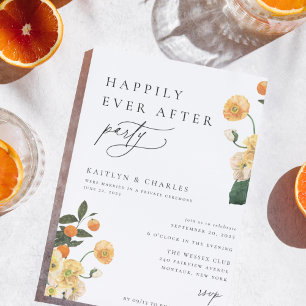 Invitación Naranja De Citrus Floral Feliz Siempre Después De 