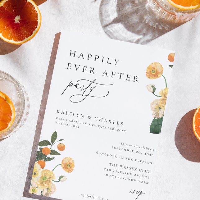 Invitación Naranja De Citrus Floral Feliz Siempre Después De  (Subido por el creador)