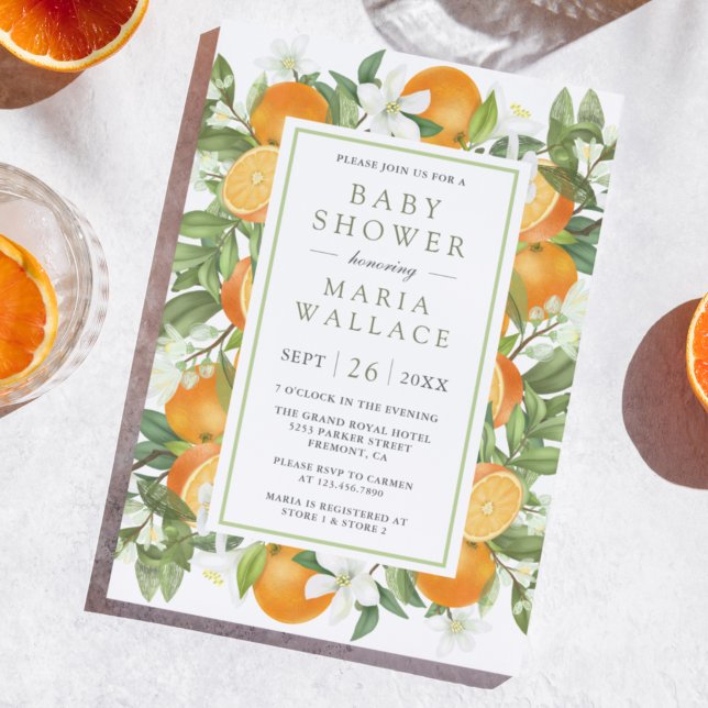 Invitación Naranja de Citrus Rustic Tangerine Baby Shower (Subido por el creador)