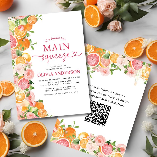 Invitación Naranja de código QR Principal Squeeze Citrus Bril (Subido por el creador)