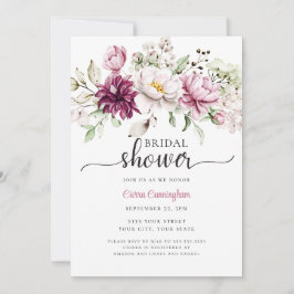 Invitación Naranja de color Borgoña y ducha de novia floral r