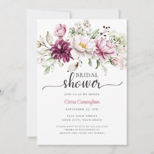 Invitación Naranja de color Borgoña y ducha de novia floral r
