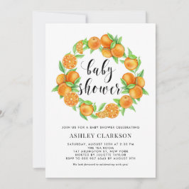Invitación Naranja de color de agua Fruto Wreath Summer Baby 
