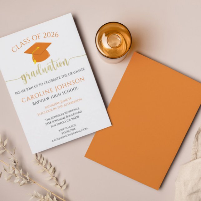 Invitación Naranja de Colores Escolares del Partido de Gradua (Subido por el creador)