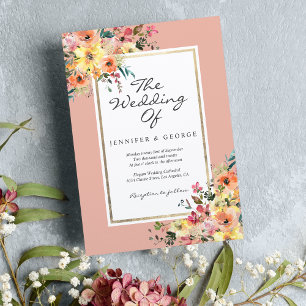 Invitación Naranja de coral rosa rosa rosa de color rosa boda