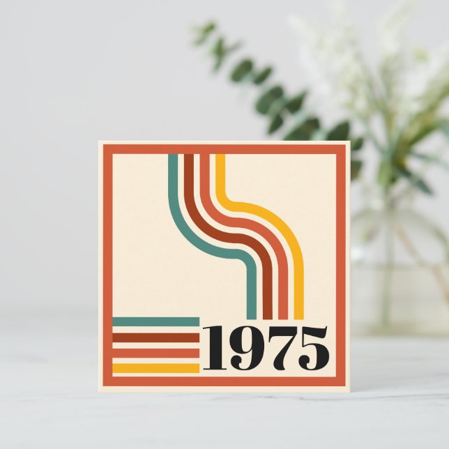 Invitación naranja de cosecha retro de 1975 (Anverso de pie)