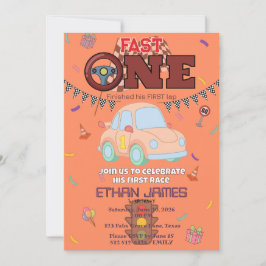 Invitación naranja de cumpleaños número 1 editable