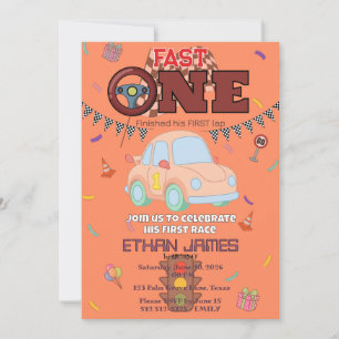 Invitación naranja de cumpleaños número 1 editable