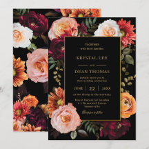 Naranja de Dark Moody Burgundy Rubor Boda Floral