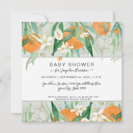 Invitación Naranja de Eucalyptus Mint un poco cutáneo Baby Sh