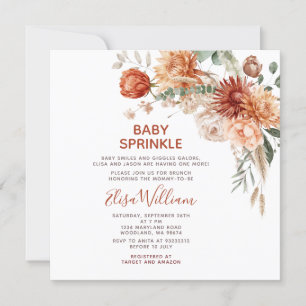 Invitación Naranja de flor salvaje Ruskle Baby Sprinkle Baby