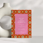 Invitación Naranja de Flores Retro Fiesta Rosa 30 cumpleaños<br><div class="desc">Naranja de flores Groovy Retro 60 y invitación a fiesta de cumpleaños 30 - la edad puede ser cambiada</div>