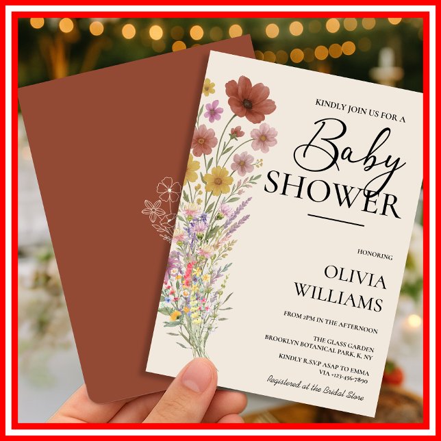 Invitación Naranja de Flores Silvestres Boho Baby Shower (Subido por el creador)