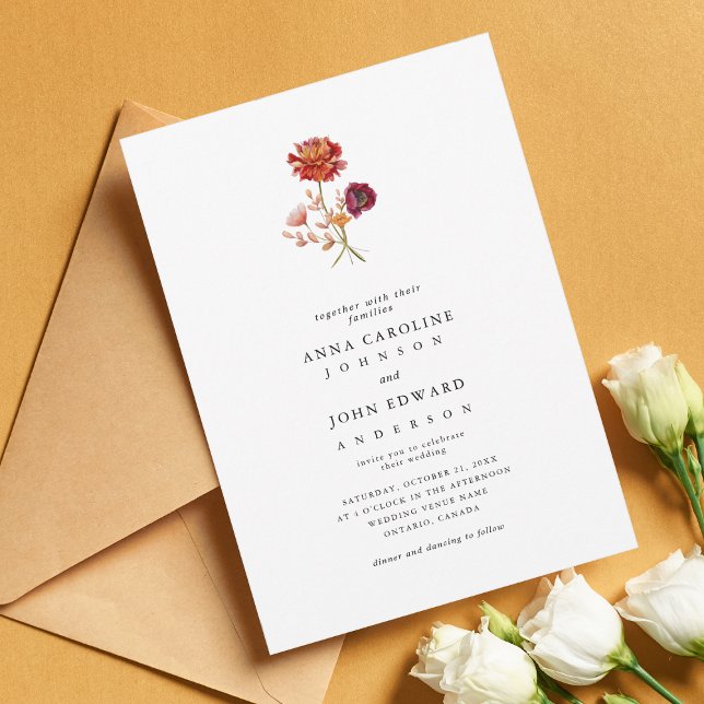 Invitación Naranja de Flores Silvestres Caídas Boda de otoño  (Subido por el creador)