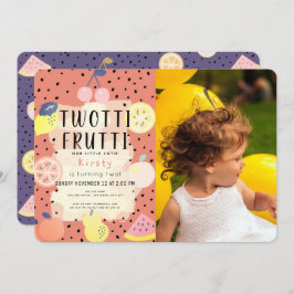 Invitación Naranja de fruta Twotti Frutti Foto cumpleaños núm