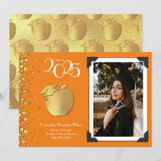 Invitación Naranja de Graduación de Oro de Educación Docente