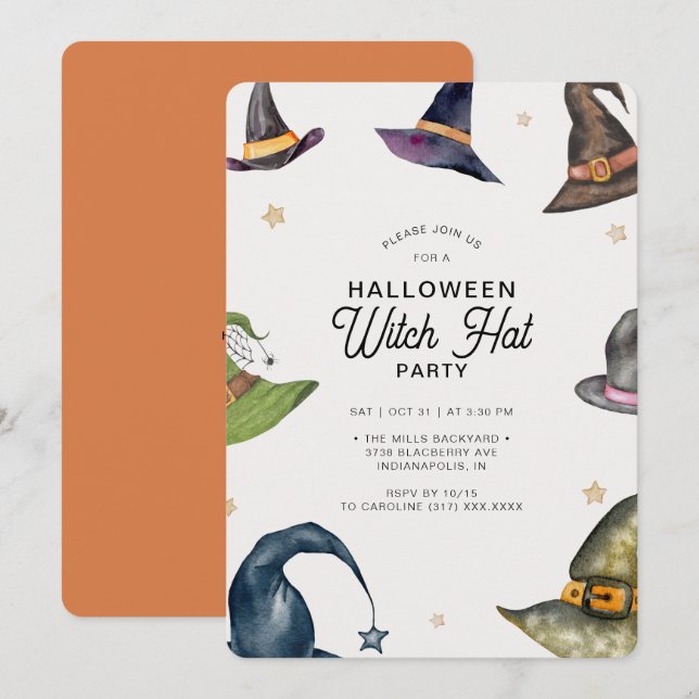 Invitación Naranja de Halloween moderno Gorra Fiesta (Anverso / Reverso)