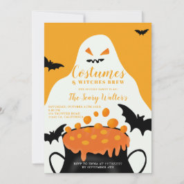 Invitación Naranja de Halloween poción fantasmas fiesta de di