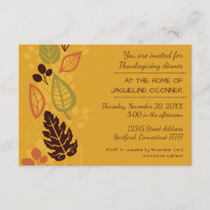 Invitación Naranja de hojas formales-3x5Invitación a la cena 