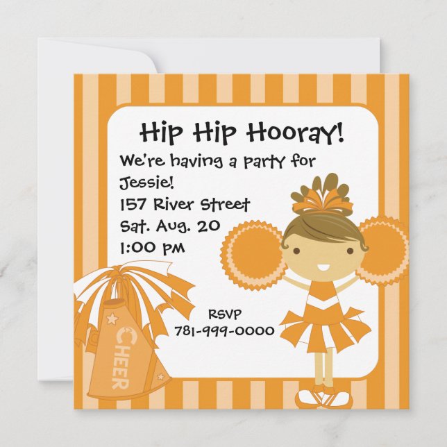 Invitación Naranja de KRW animador de 2 días de cumpleaños (Anverso)