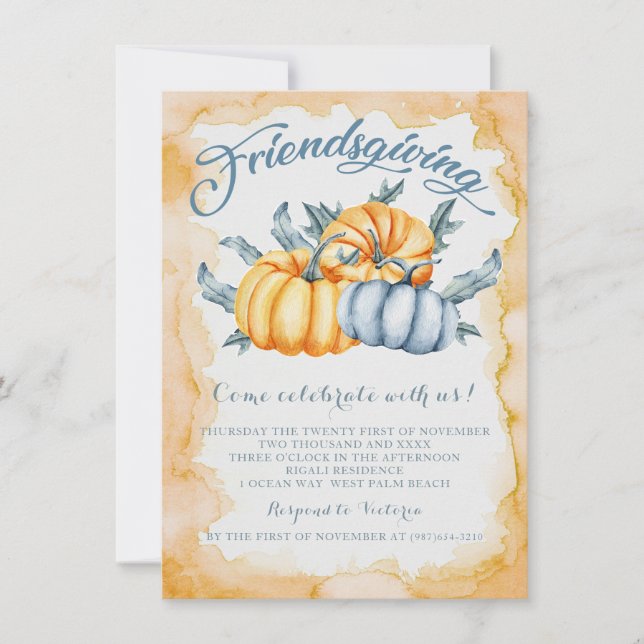 Invitación Naranja de la calabaza de la calabaza de la amista (Anverso)