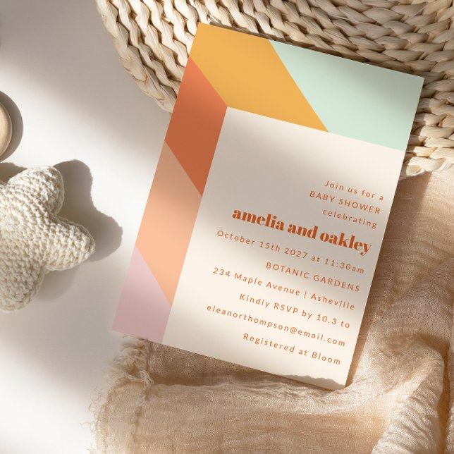 Invitación Naranja de la Casa de la Moneda Retro Boho Stripes (Subido por el creador)