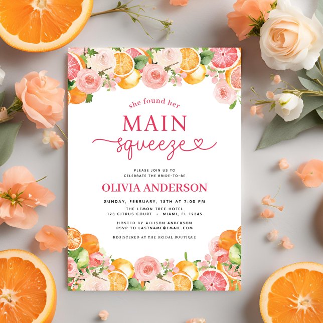 Invitación Naranja de la ducha de la novia del citrus del esq (Subido por el creador)