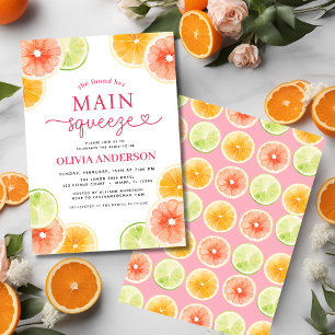 Invitación Naranja de la ducha de la novia del citrus del esq