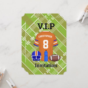 Invitación Naranja de la fiesta de cumpleaños de Football Jer