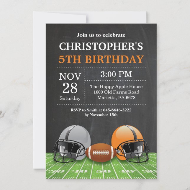 Invitación Naranja de la fiesta de cumpleaños de la invitació (Anverso)