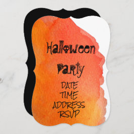 Invitación Naranja de la fiesta de Halloween y negro