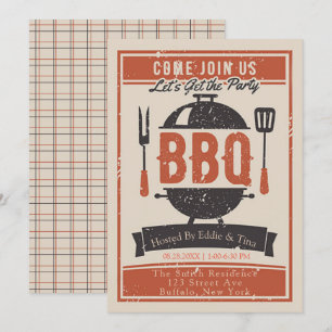Invitación Naranja de la Marina Cream Fiesta de barbacoa
