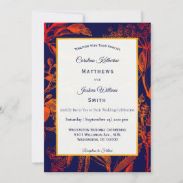 Invitación Naranja de la Marina Moderna deja a Boda floral