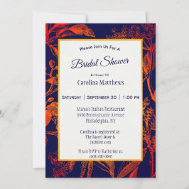 Invitación Naranja de la Marina Moderna deja ducha de novia f