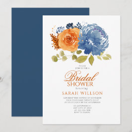 Invitación Naranja de la Marina Quemada Azul Ducha de novia f