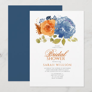 Invitación Naranja de la Marina Quemada Azul Ducha de novia f