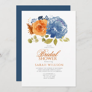 Invitación Naranja de la Marina Quemada Azul Ducha de novia f