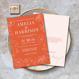 Invitación Naranja de la puesta del sol Boda elegante
