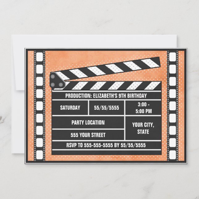 Invitación Naranja de la tablilla de la fiesta de cumpleaños (Anverso)