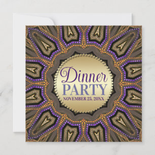 Invitación Naranja de la Tierra Tribal Fiesta de la cena de o
