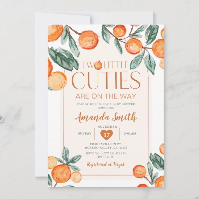 Invitación Naranja de la vegetación Dos pequeñas corbitas est (Anverso)
