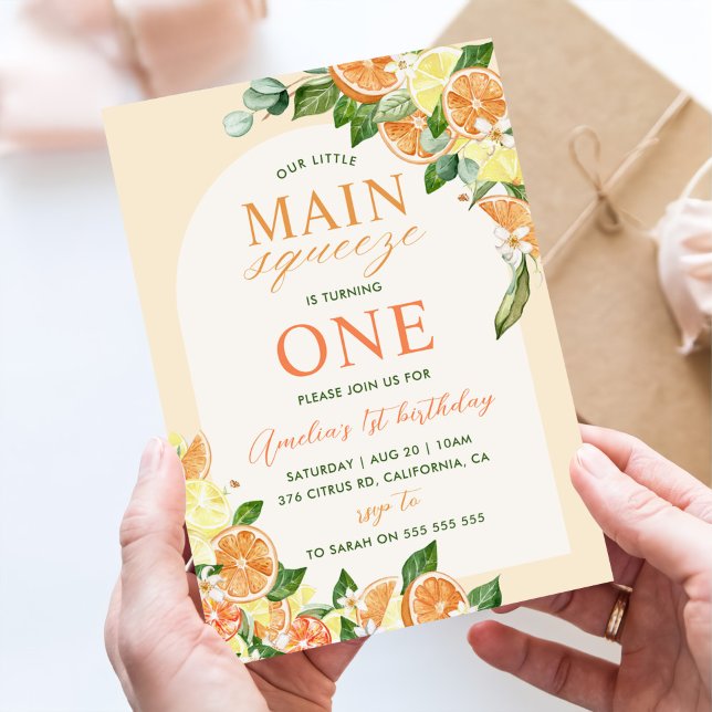 Invitación Naranja de limón floral Nuestro principal apretón  (Subido por el creador)