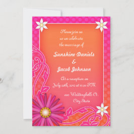 Invitación Naranja de mandarina y recepción de boda rosada