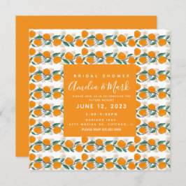 Invitación Naranja de mano Resumen botánico ducha de novia
