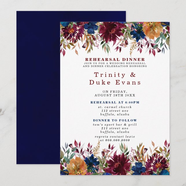 Invitación Naranja de Marina Marsala Ensayos Florales Invita (Anverso / Reverso)